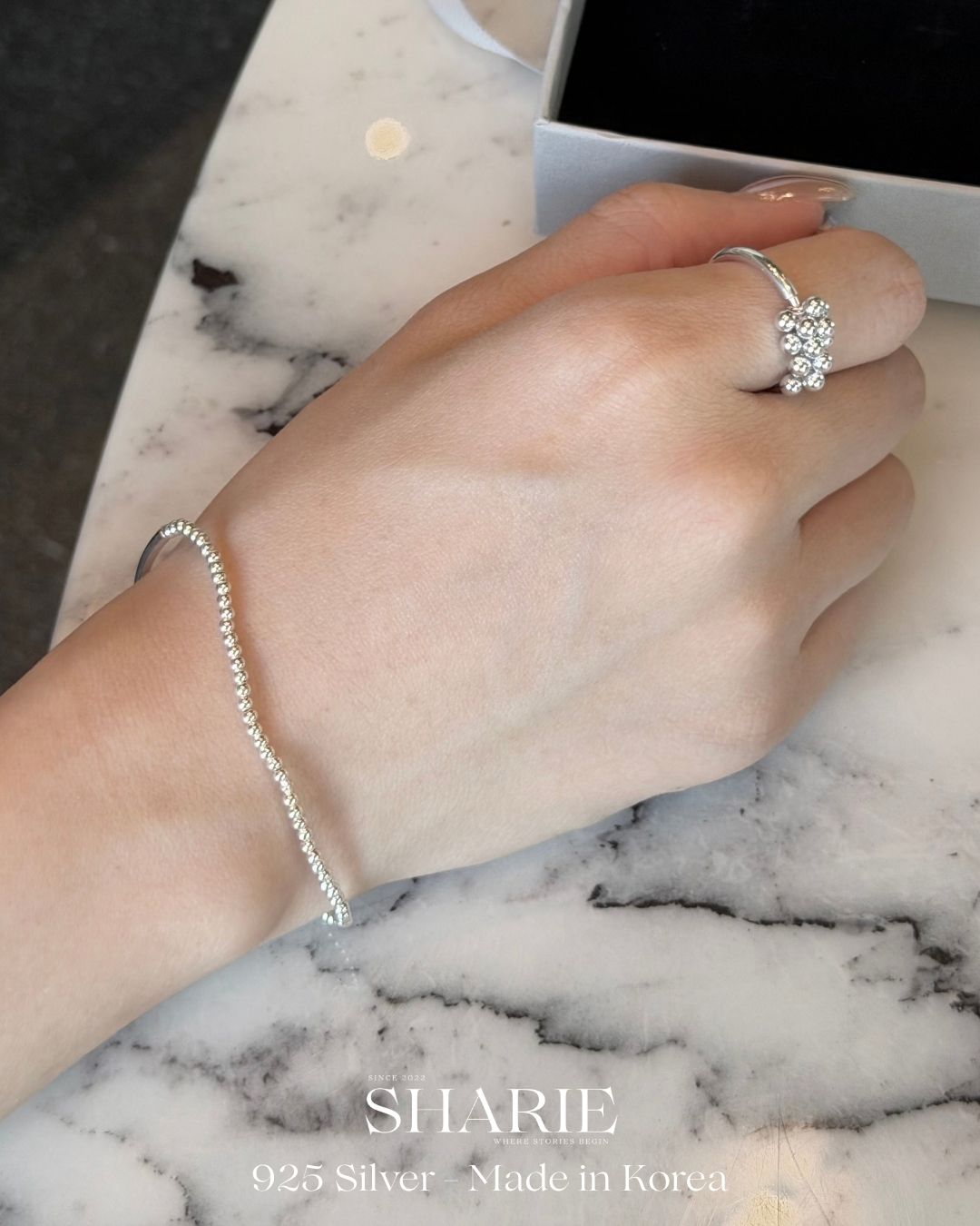 #517 | Elastic Tube & Bead Bracelet | 925 Silver