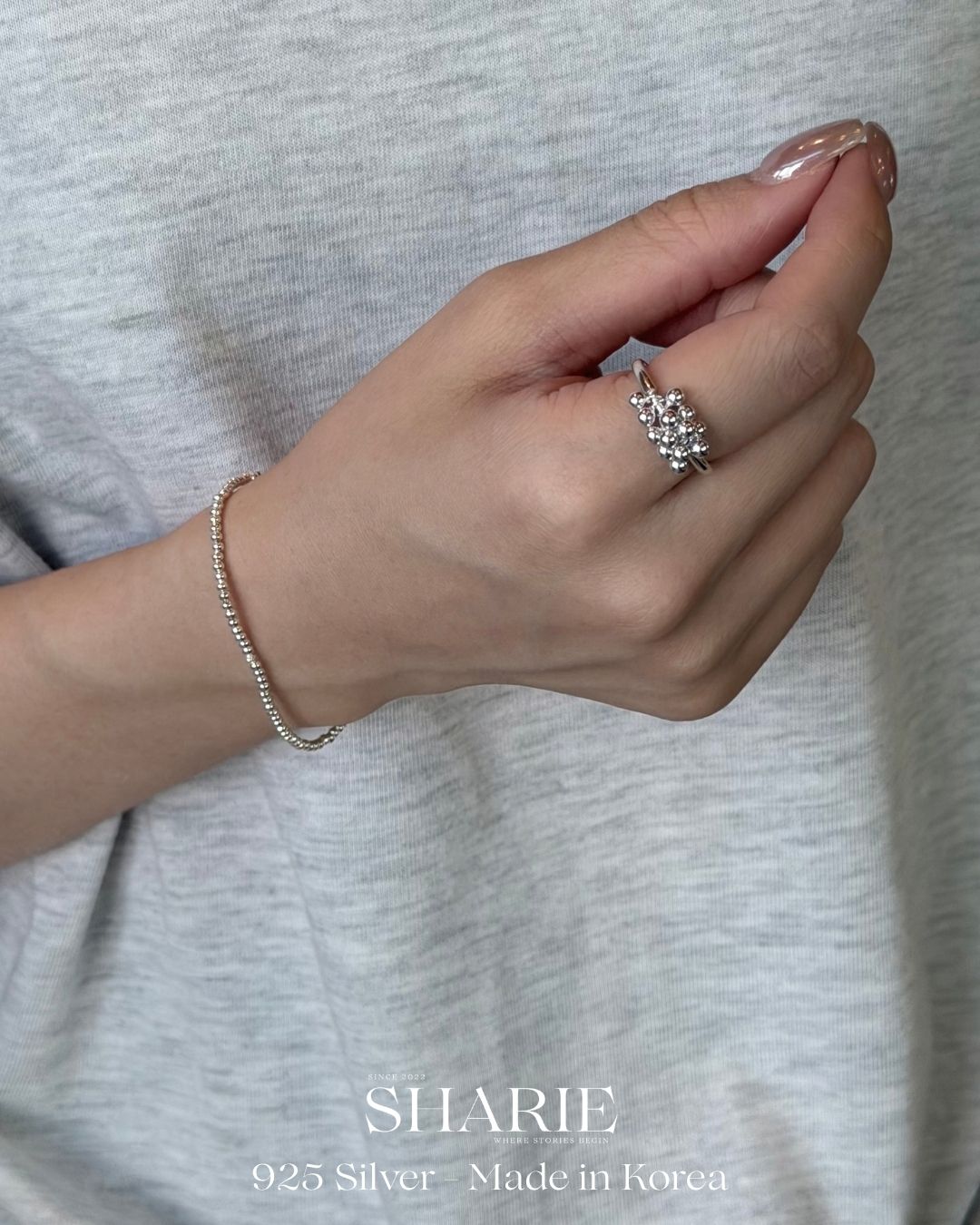 #517 | Elastic Tube & Bead Bracelet | 925 Silver