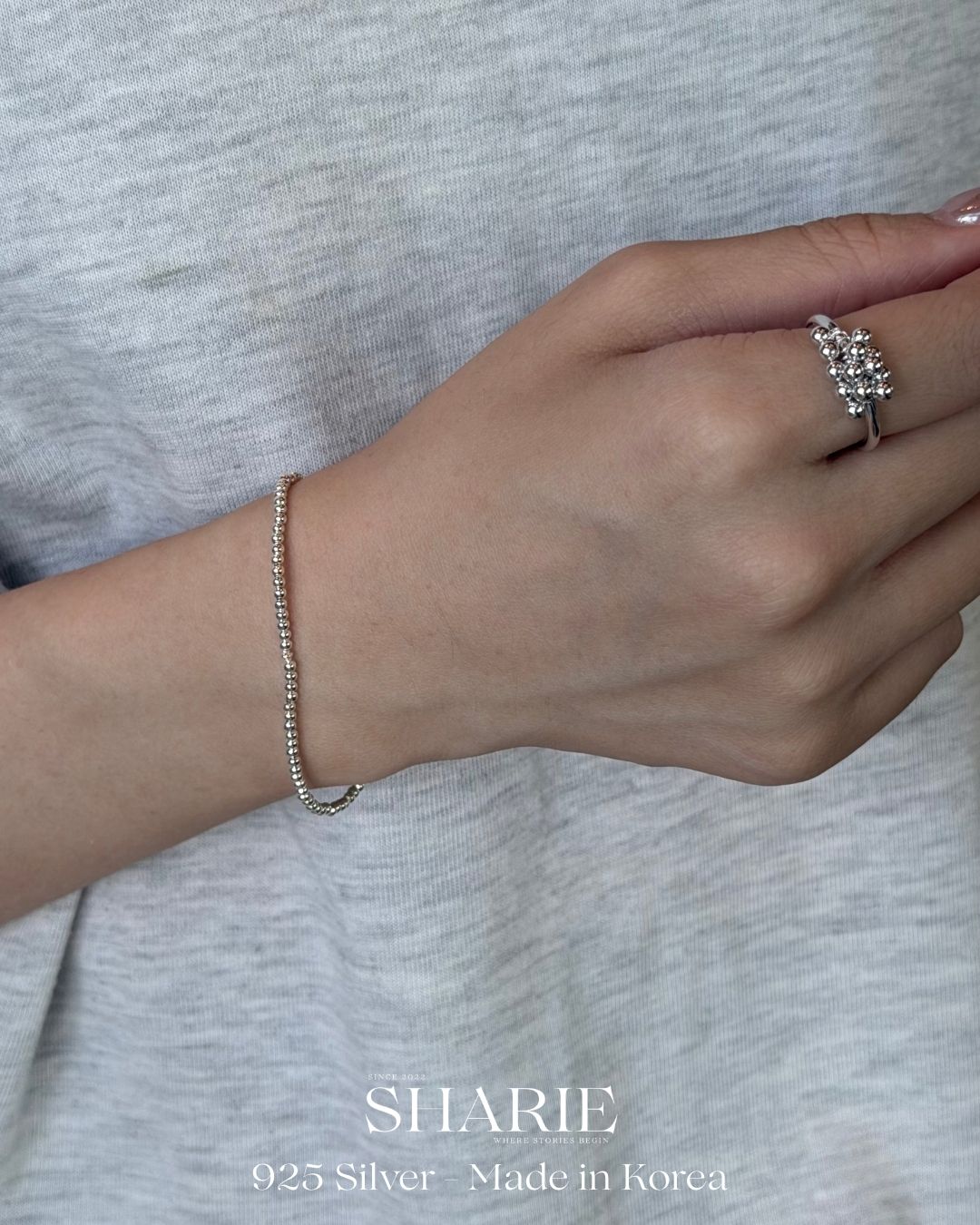 #517 | Elastic Tube & Bead Bracelet | 925 Silver