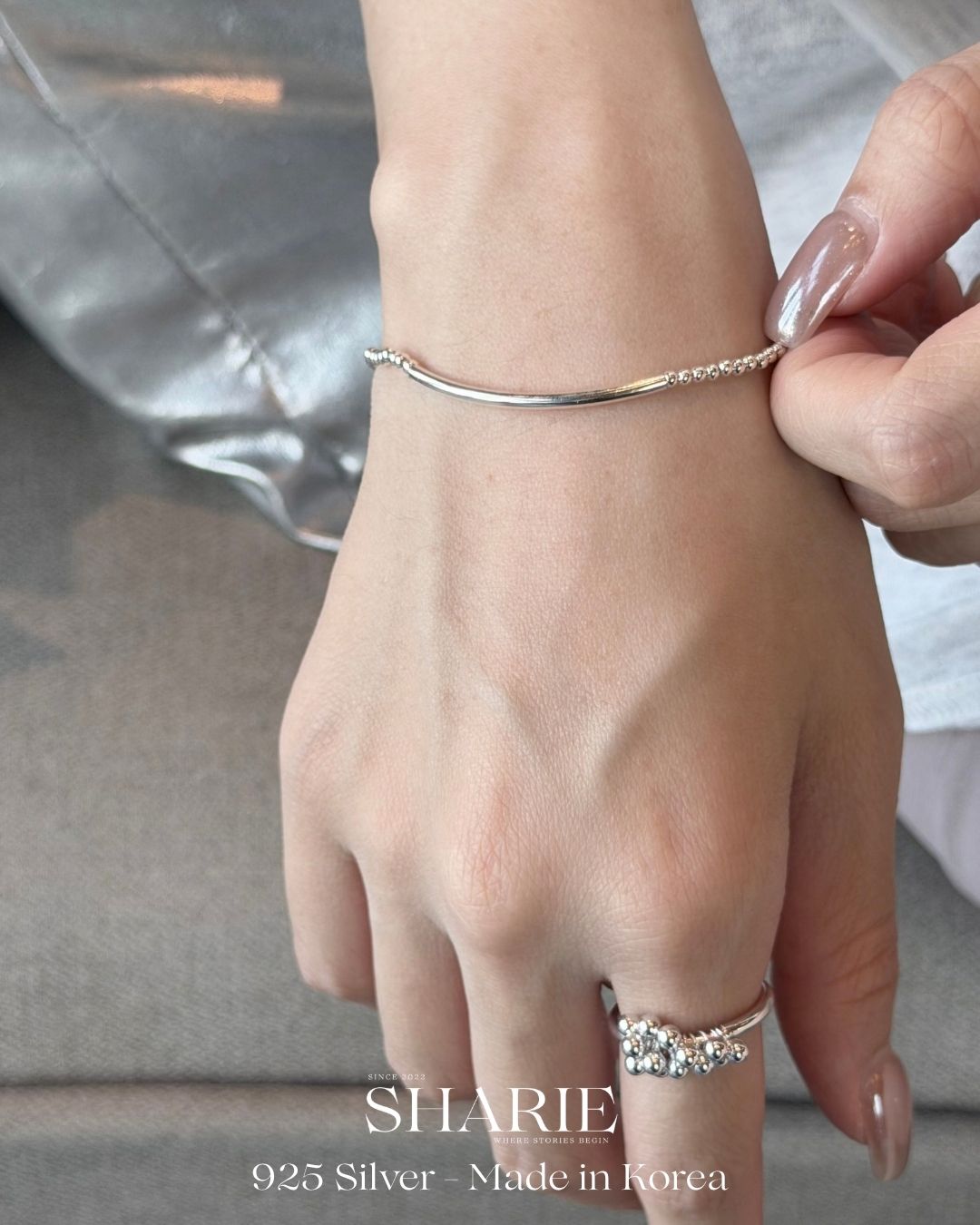 #517 | Elastic Tube & Bead Bracelet | 925 Silver
