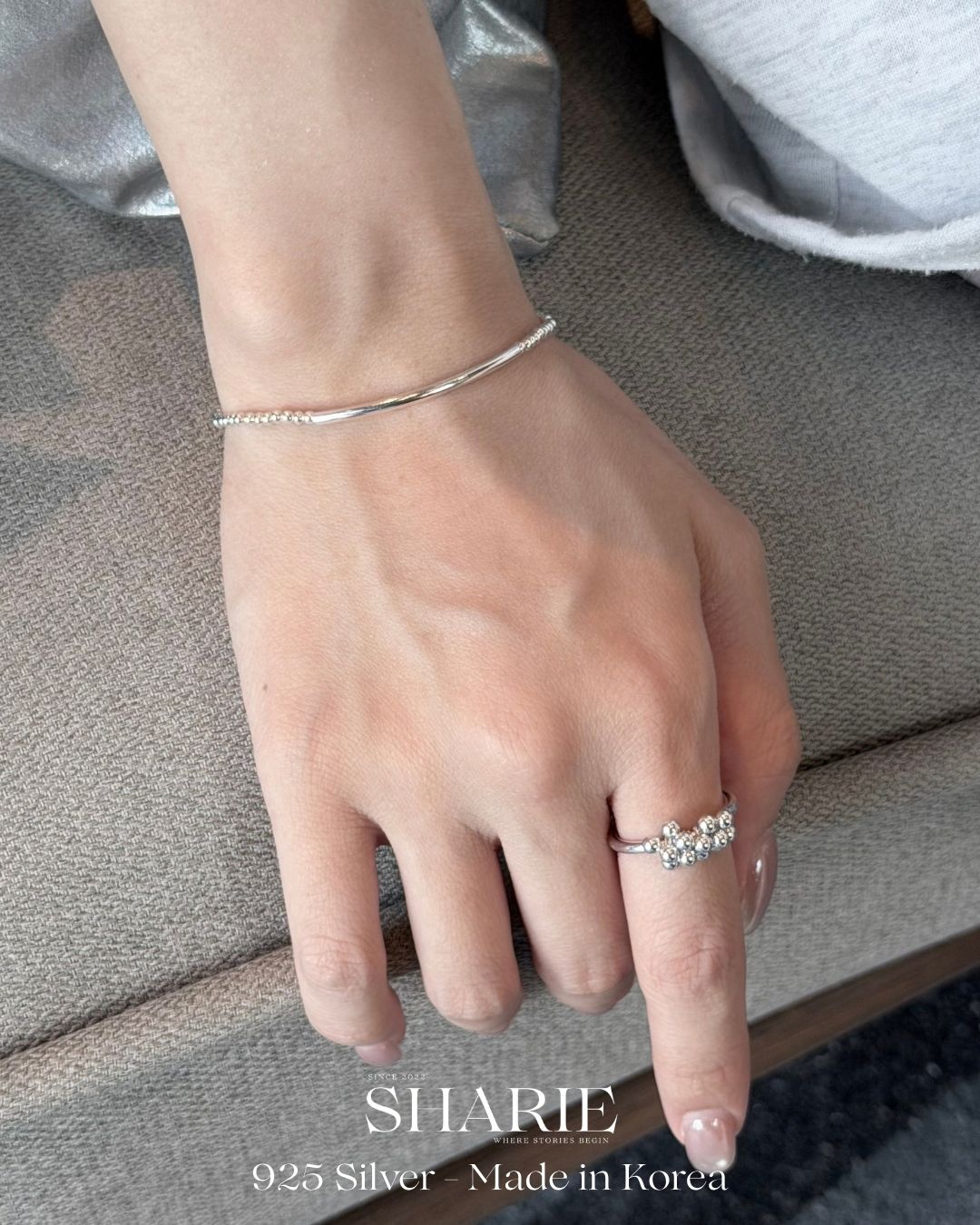 #517 | Elastic Tube & Bead Bracelet | 925 Silver