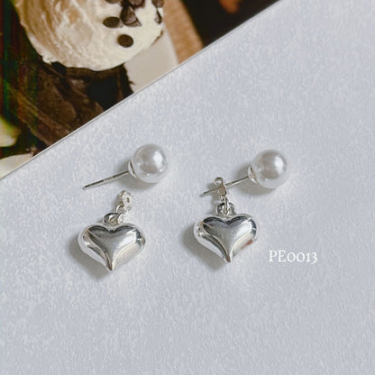 E12丨E13丨My Heart Ear Jackets Earrings with Pearl丨925 Silver