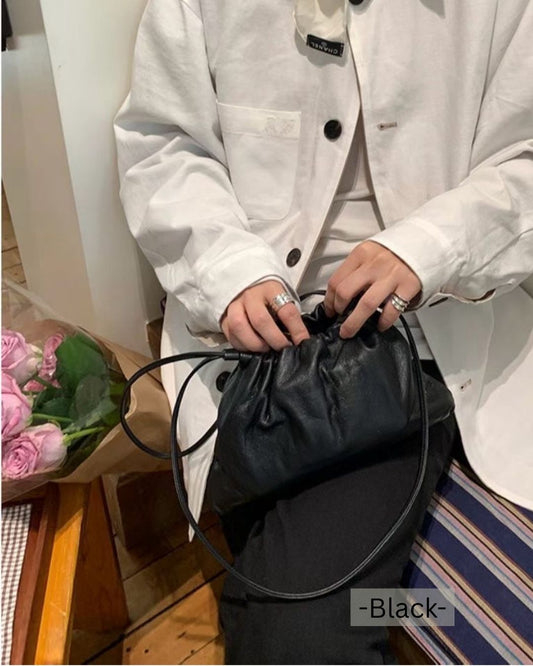 A34 | Lazy Versatile Drawstring Bag 全牛皮索繩袋 | 韓國設計師品牌