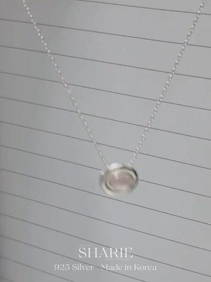#714 | Oval Natural Stone Necklace | 925 Silver