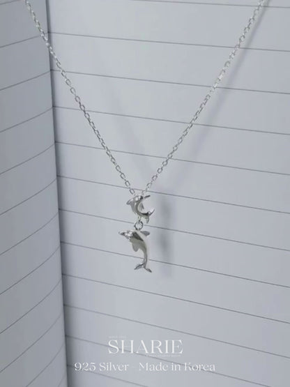 #717 | Twin Dolphin Necklace丨925 Silver