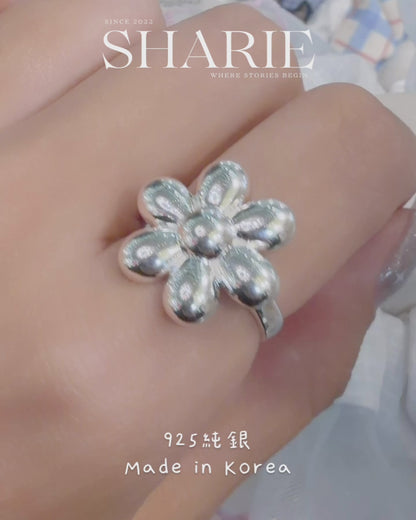#650丨Solid Big Flower Ring丨925 Silver