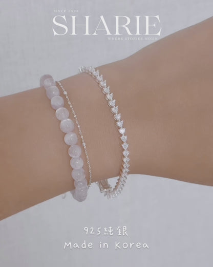 #720 | 3mm Heart Shape Stone CZ Tennis Bracelet | 925 Silver