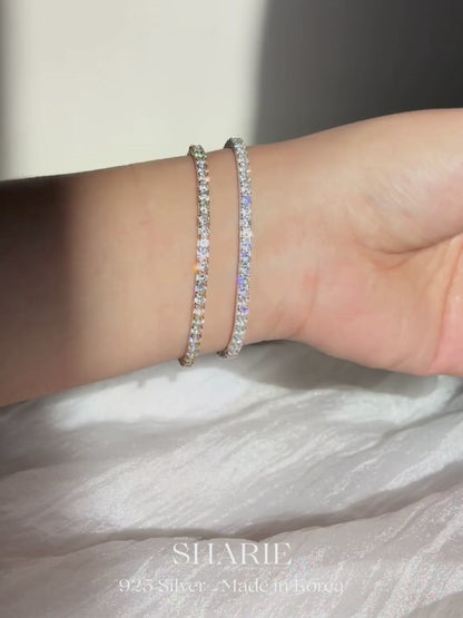 #722 | 3 Second Slip-on Elastic 3mm CZ Tennis Bracelet 彈力手環 | 925 Silver