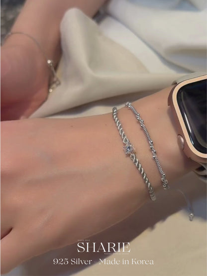 #724丨Moissanite Stone (*with GRA cert) Silk Braided Bracelet - 莫桑石真絲手繩丨925 Silver
