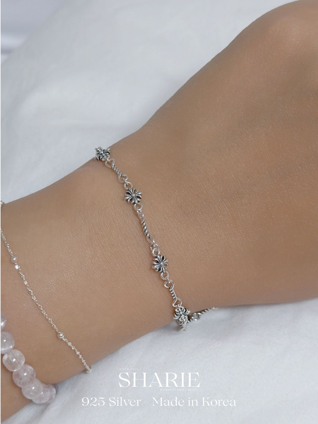 #739 #740 | ⚜️Vintage Shadow Flower Chain Bracelet Necklace丨925 Silver