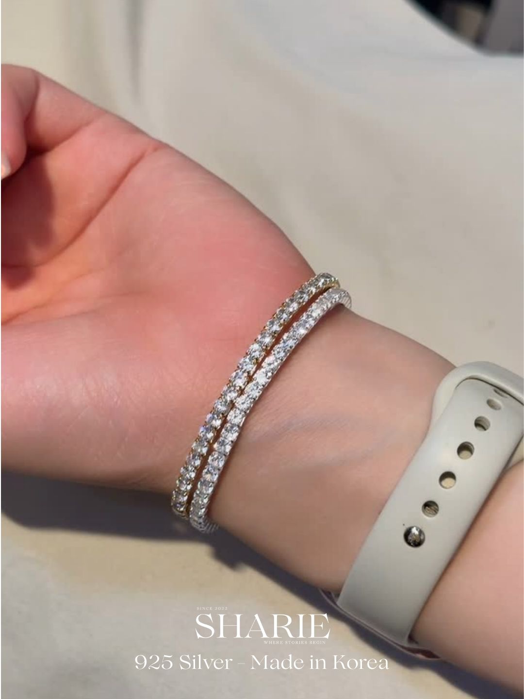 #722 | 3mm CZ Elastic Tennis Bracelet 彈力手環 | 925 Silver