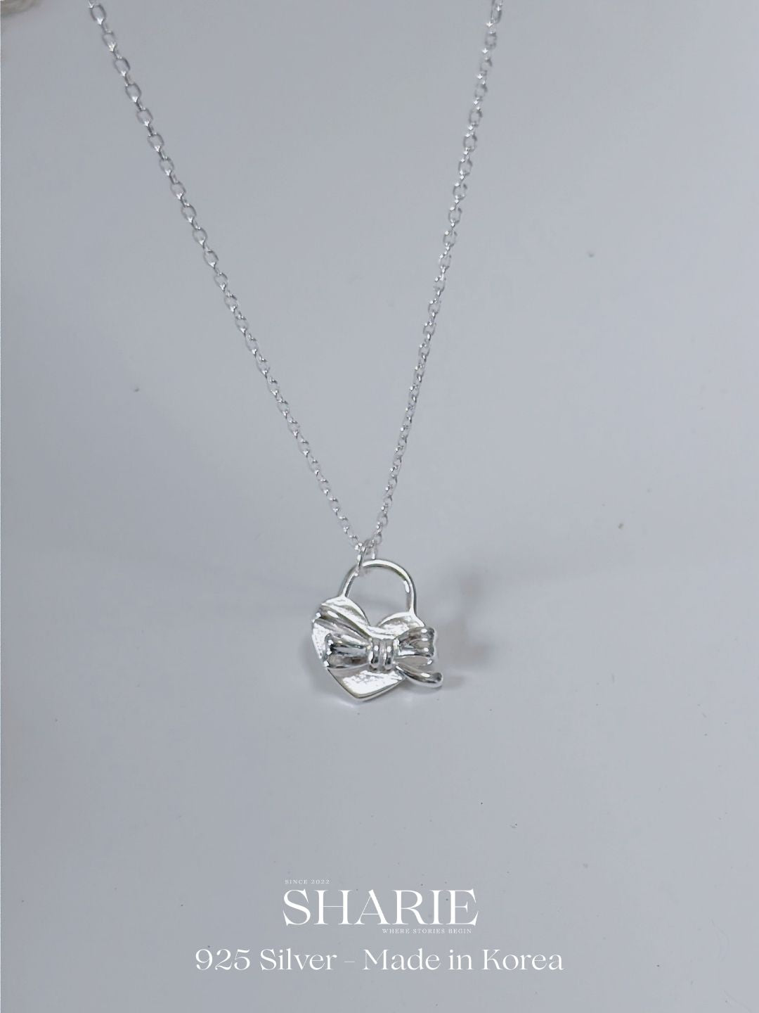 #711 | Ribbon Love Lock Necklace丨925 Silver