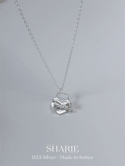 #711 | Ribbon Love Lock Necklace丨925 Silver
