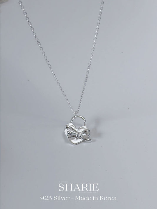 #711 | Ribbon Love Lock Necklace丨925 Silver