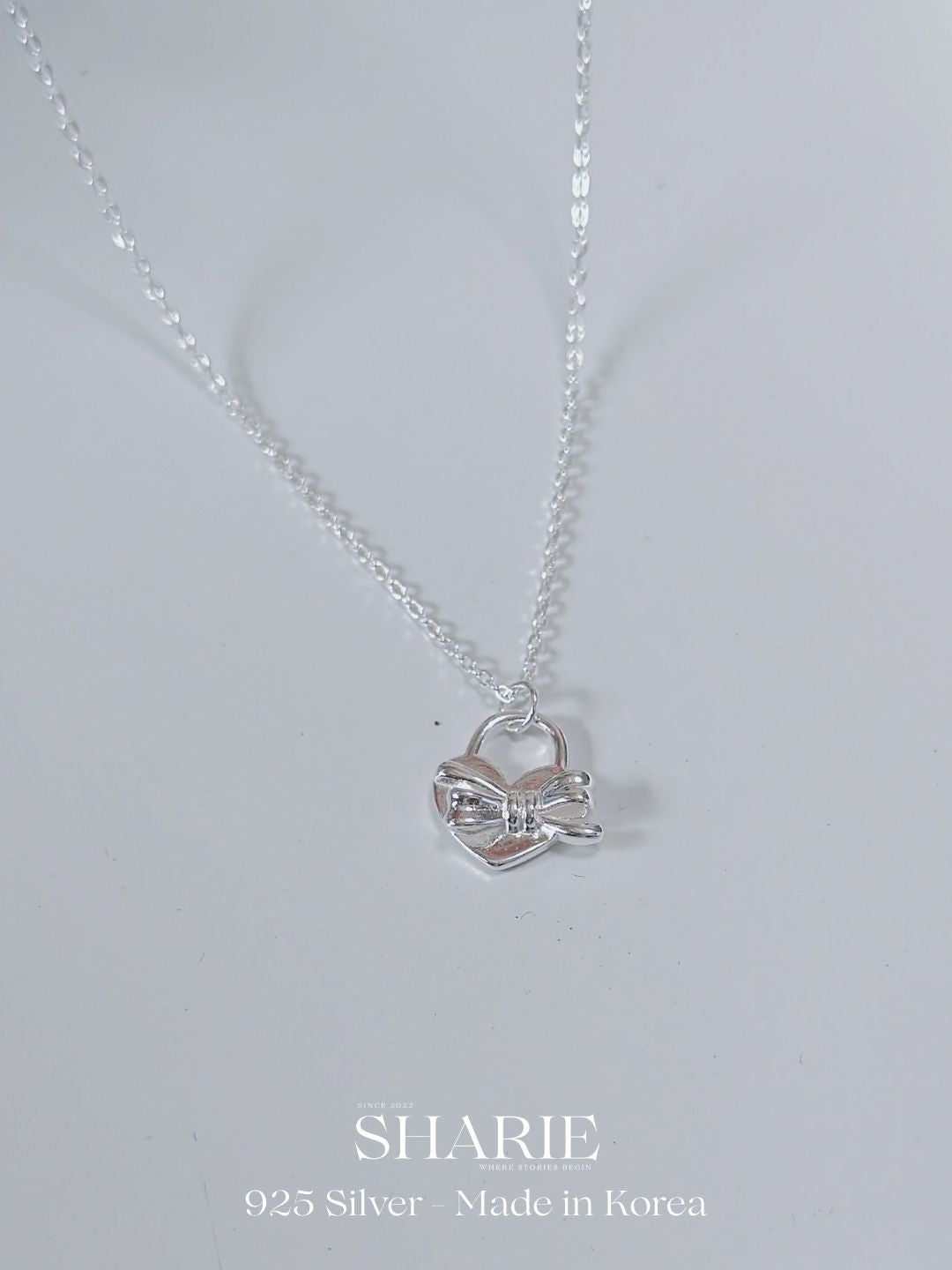 #711 | Ribbon Love Lock Necklace丨925 Silver