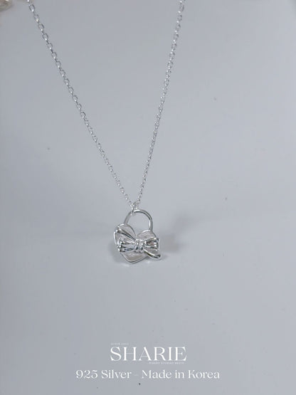 #711 | Ribbon Love Lock Necklace丨925 Silver