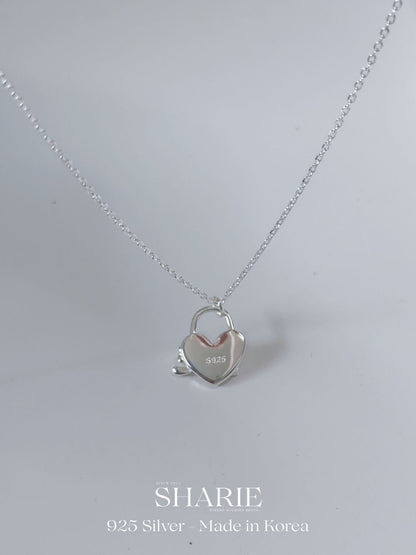 #711 | Ribbon Love Lock Necklace丨925 Silver
