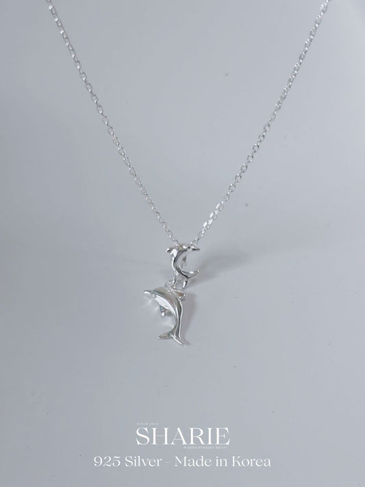 #717 | Twin Dolphin Necklace丨925 Silver
