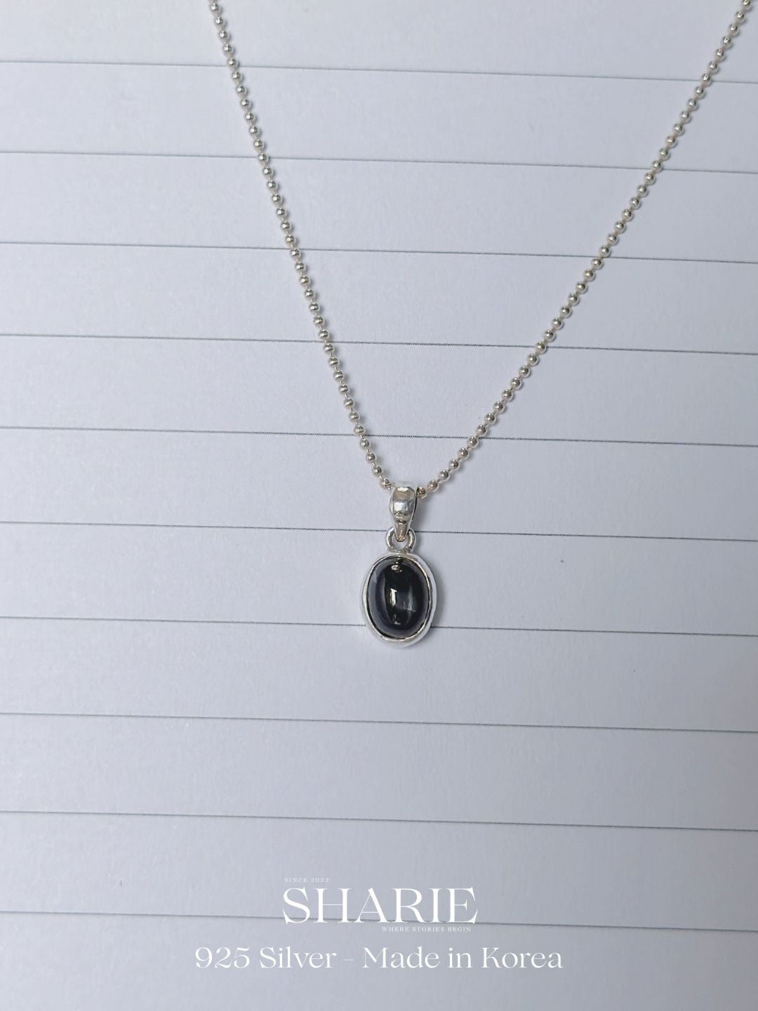 #641 | Black Star Natural Stone Necklace丨925 Silver