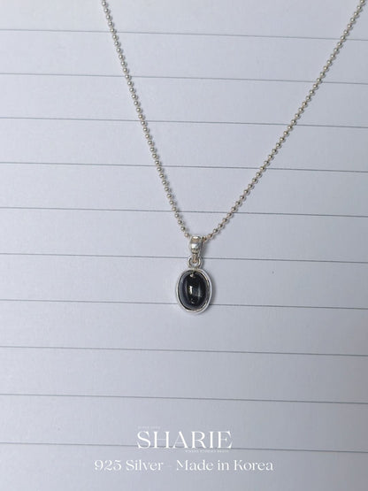 #641 | Black Star Natural Stone Necklace丨925 Silver