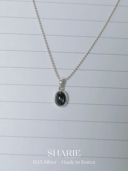 #641 | Black Star Natural Stone Necklace丨925 Silver