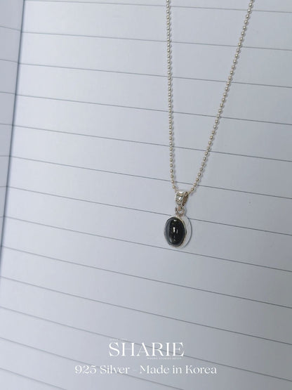 #641 | Black Star Natural Stone Necklace丨925 Silver