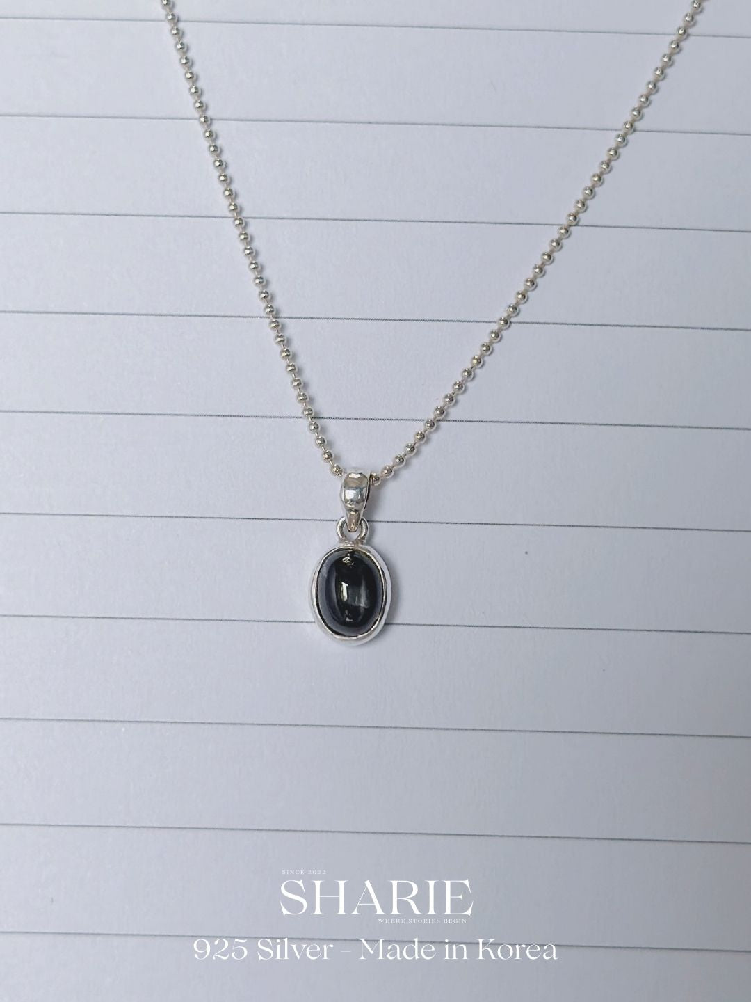 #641 | Black Star Natural Stone Necklace丨925 Silver