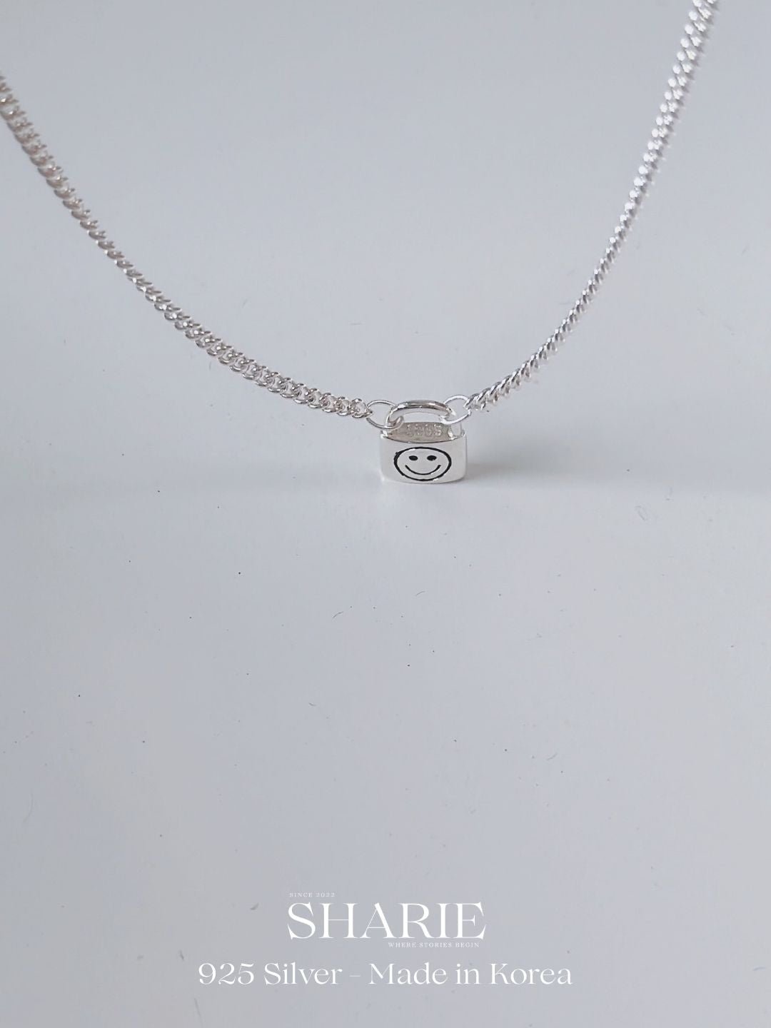 #706 | Smiley Lock Necklace | 925 Silver