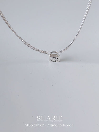 #706 | Smiley Lock Necklace | 925 Silver