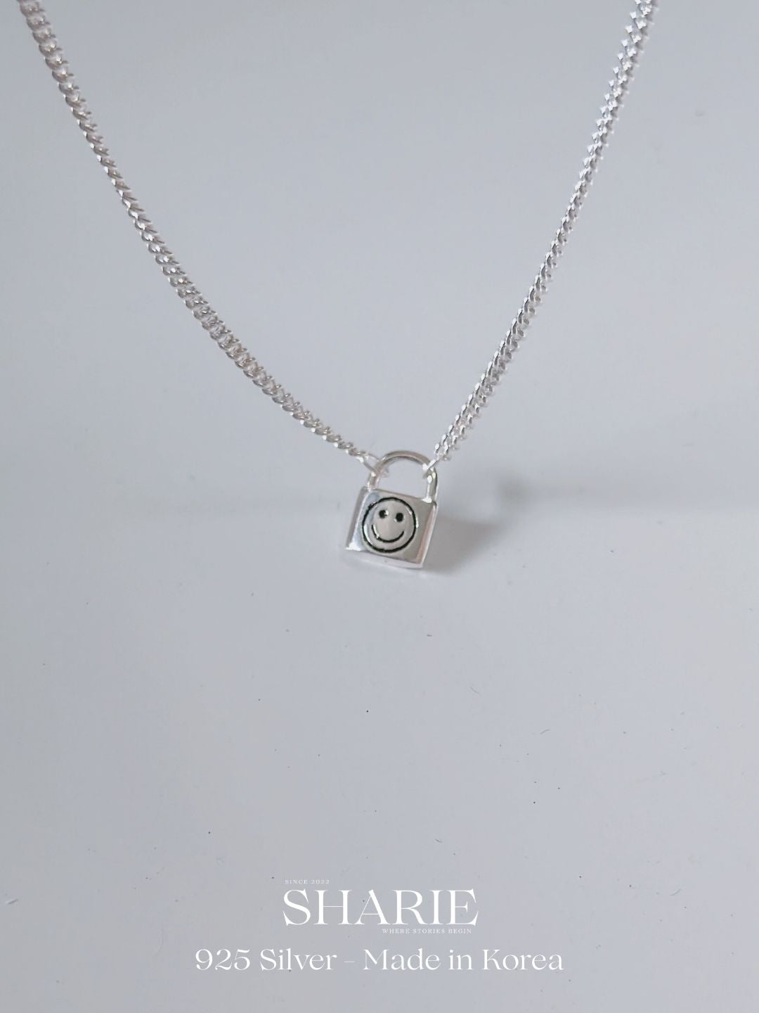 #706 | Smiley Lock Necklace | 925 Silver
