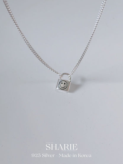 #706 | Smiley Lock Necklace | 925 Silver