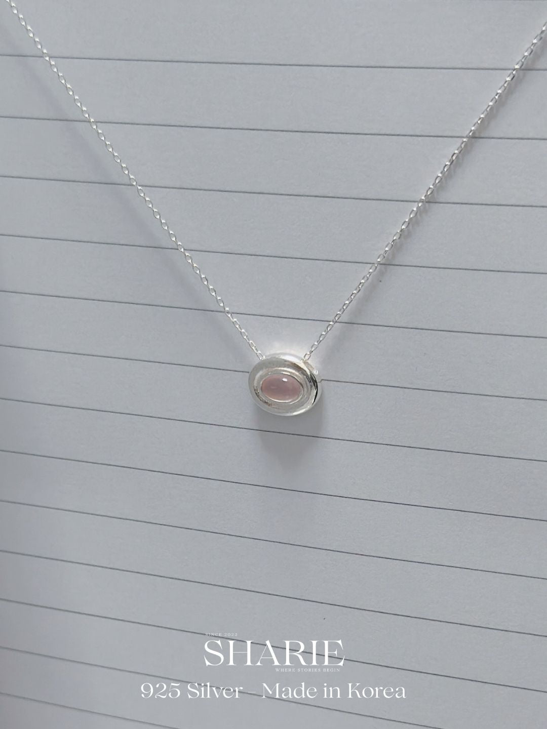 #714 | Oval Natural Stone Necklace | 925 Silver