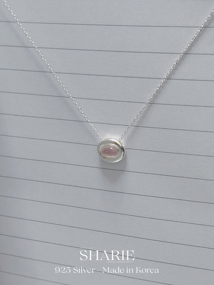 #714 | Oval Natural Stone Necklace | 925 Silver