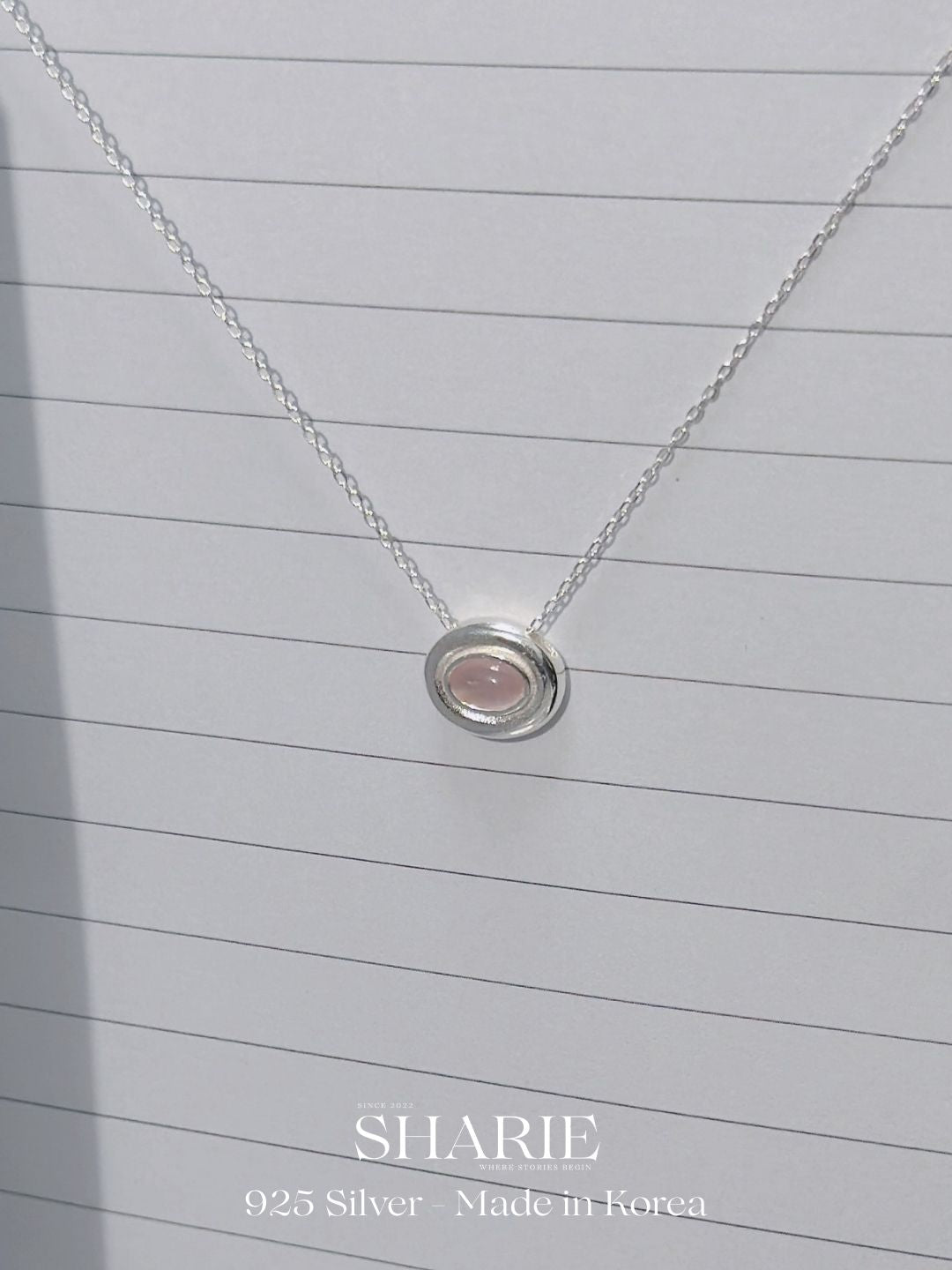 #714 | Oval Natural Stone Necklace | 925 Silver