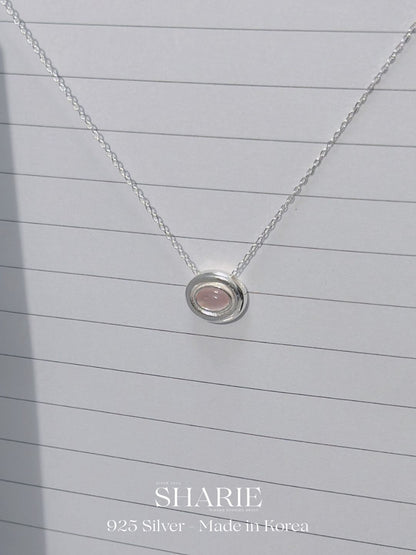#714 | Oval Natural Stone Necklace | 925 Silver