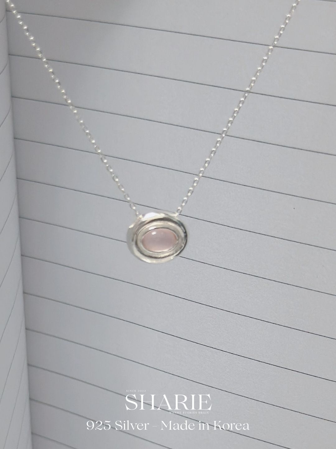 #714 | Oval Natural Stone Necklace | 925 Silver