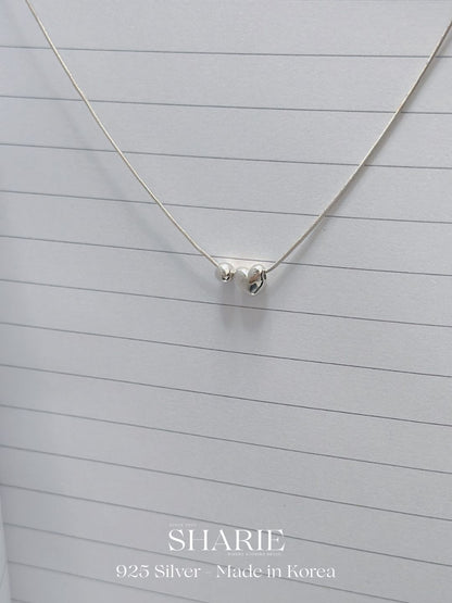 #410 | Heart & Bead Snake Chain Necklace | 925 Silver