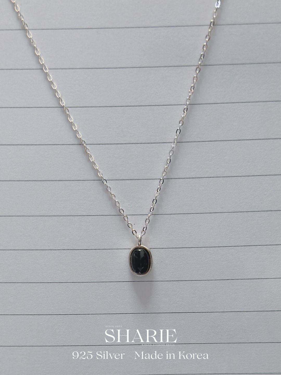 #547 | Midnight Oval Onyx Necklace | 925 Silver