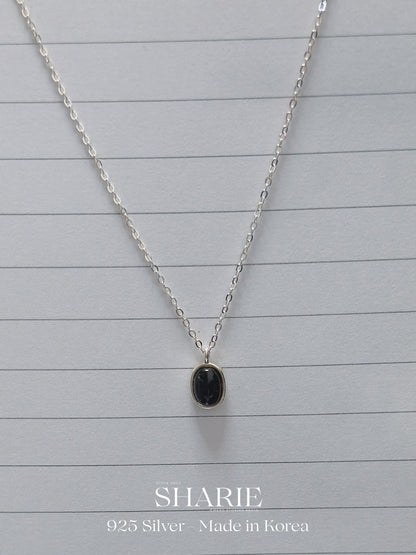 #547 | Midnight Oval Onyx Necklace | 925 Silver
