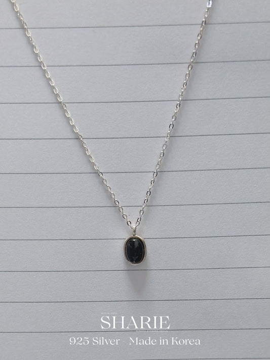 #547 | Midnight Oval Onyx Necklace | 925 Silver