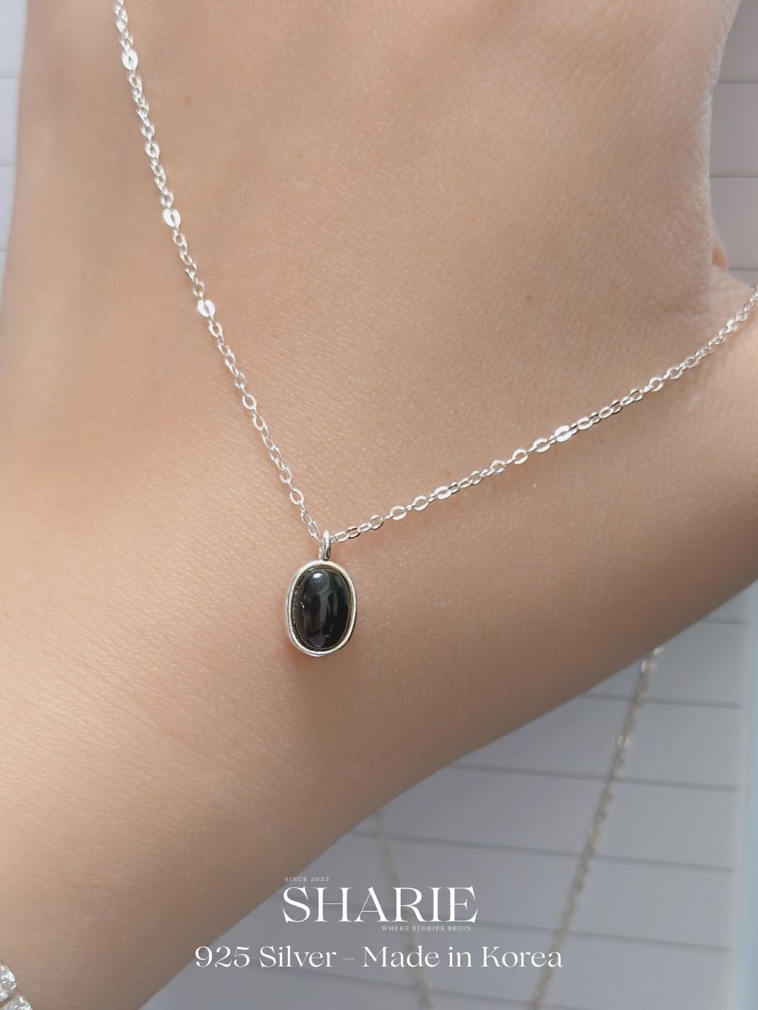 #547 | Midnight Oval Onyx Necklace | 925 Silver