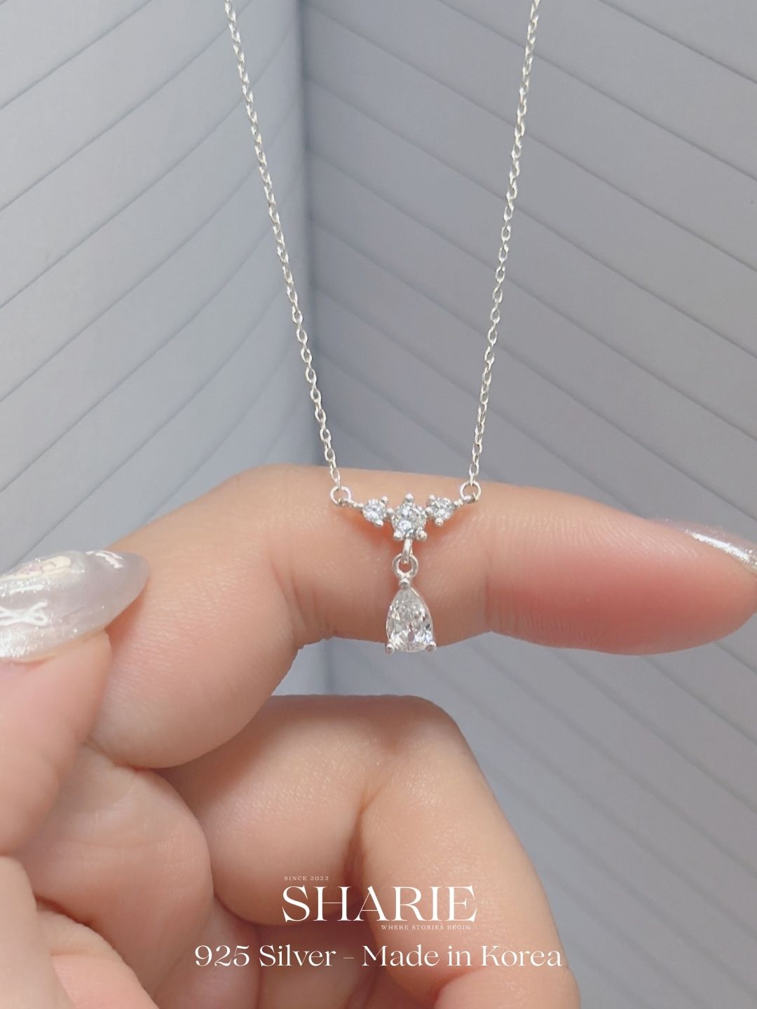 #283 | Shimmer Teardrop Necklace | 925 Silver