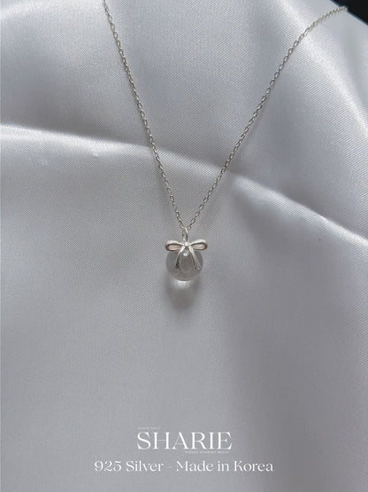 #479 | Ribbon Glass Ball Necklace | 925 Silver