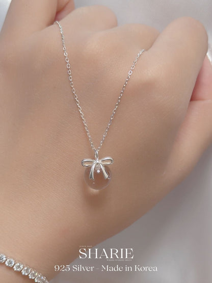 #479 | Ribbon Glass Ball Necklace | 925 Silver