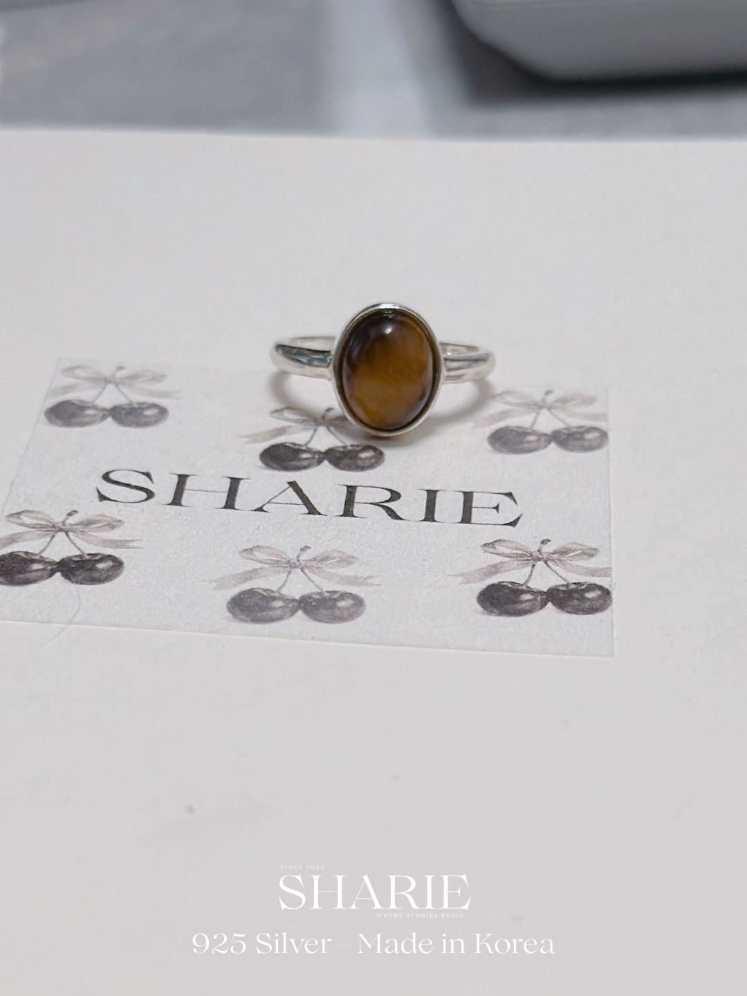 #575 | Oval Natural Stone Ring | 925 Silver
