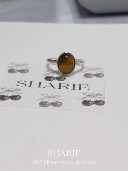 #575 | Oval Natural Stone Ring | 925 Silver