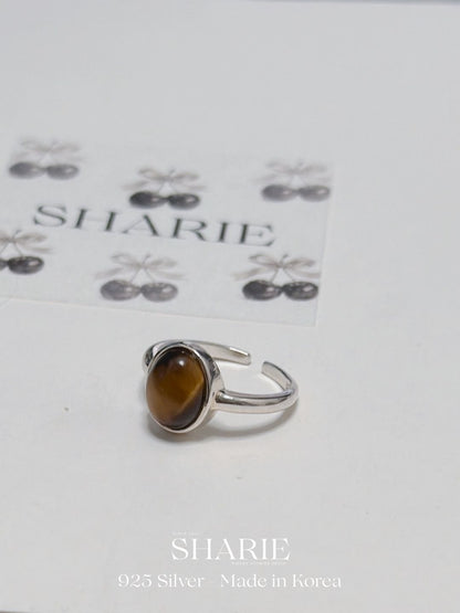 #575 | Oval Natural Stone Ring | 925 Silver