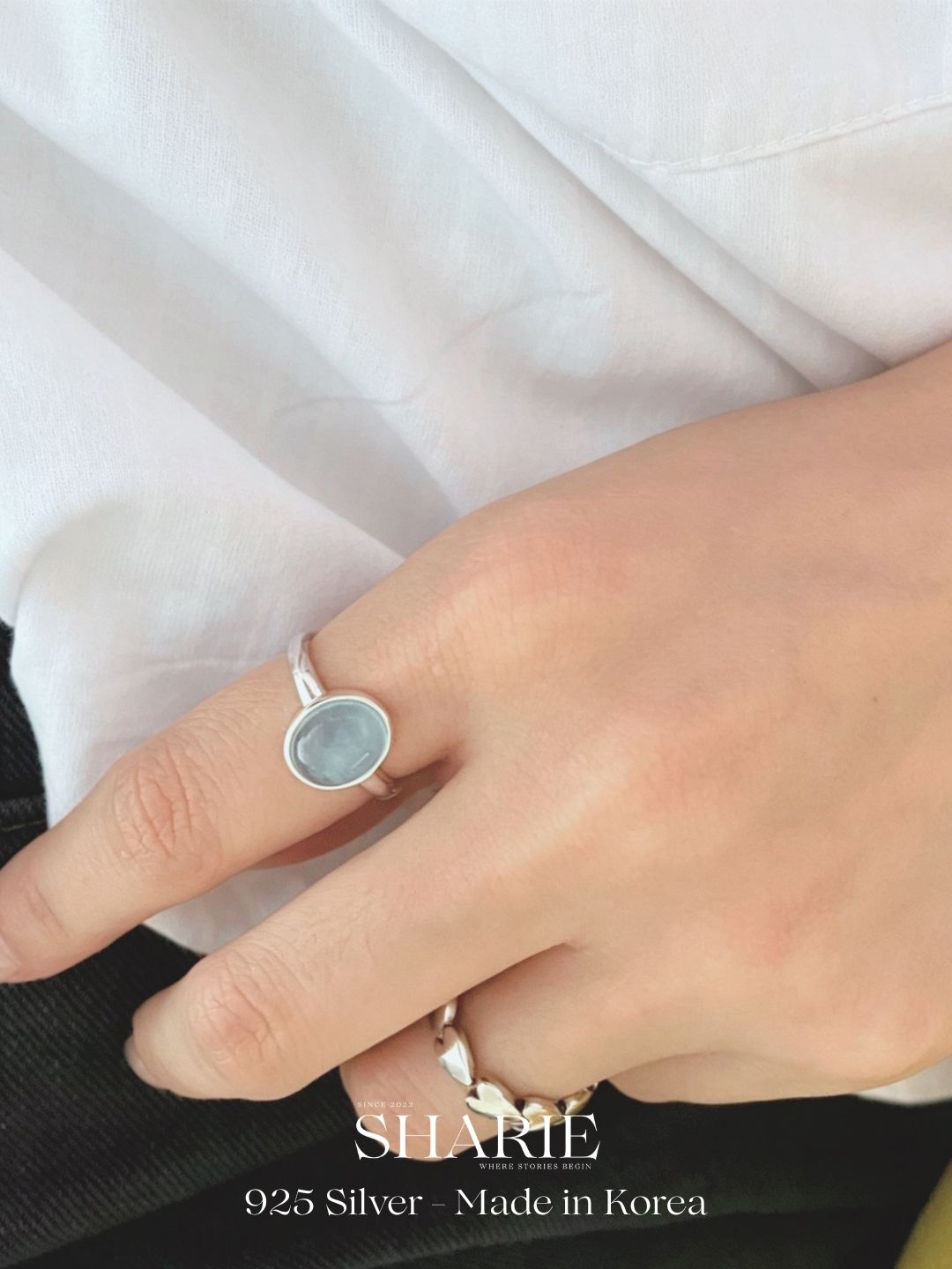 #494 | Natural Stone Oval Aquamarine Ring | 925 Silver