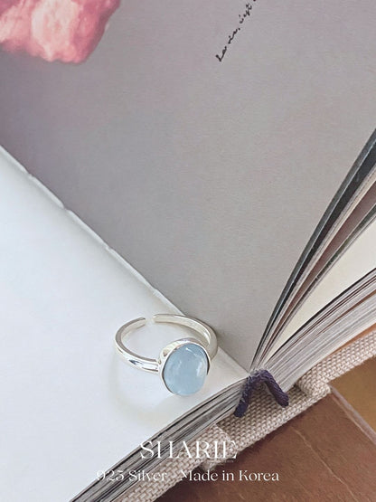 #494 | Natural Stone Oval Aquamarine Ring | 925 Silver
