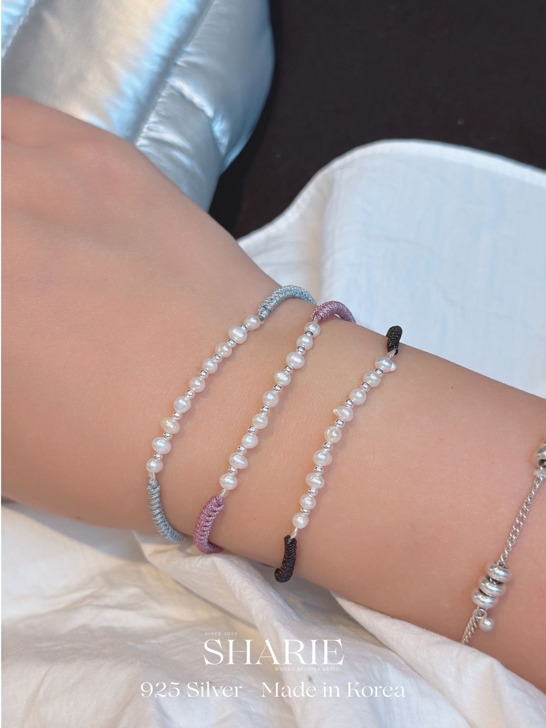 #728丨Freshwater Pearl + Silver Ball Braided Bracelet丨925 Silver